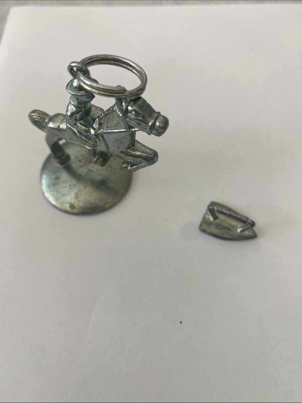 Silver Equestrian Figurine Key Ring - Home Accents Vintage 30’s Keychain Ring Mo